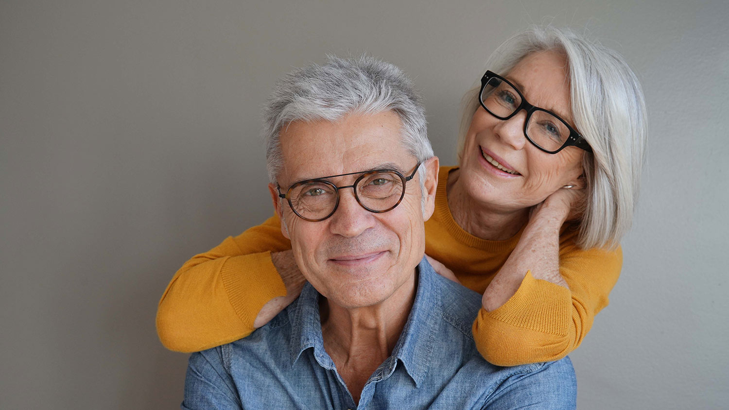 Portrait of relaxed fun senior couple