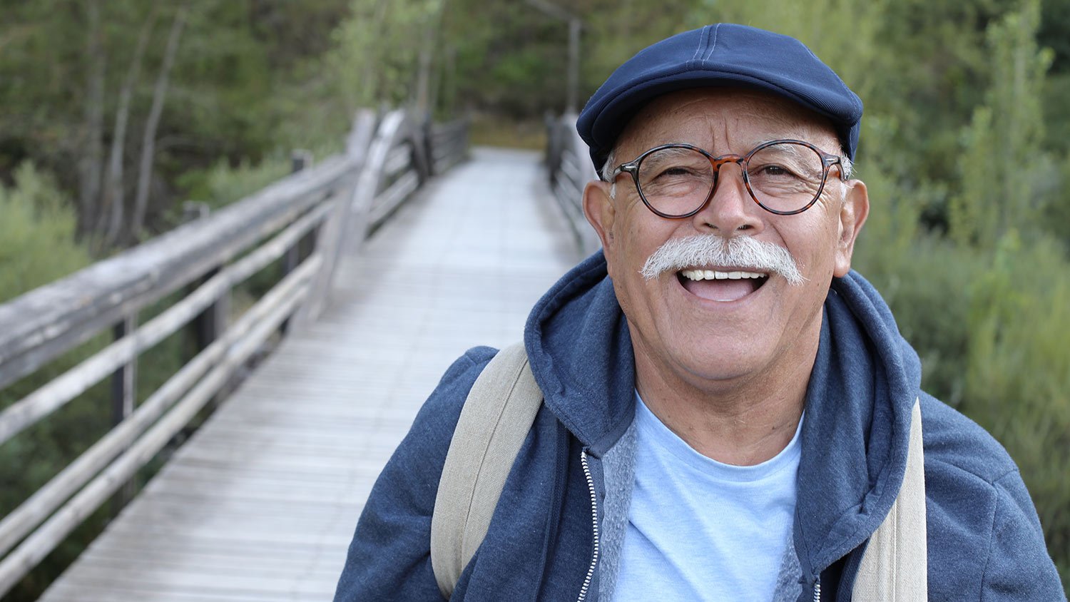 senior man walking outdoors