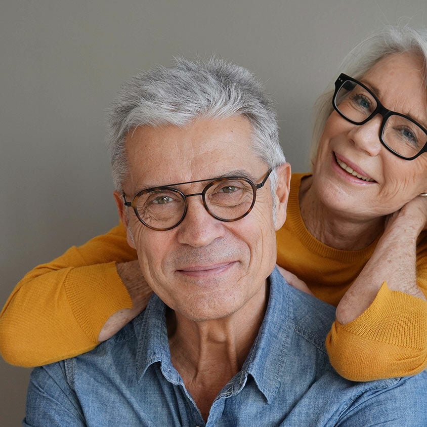 Portrait of relaxed fun senior couple